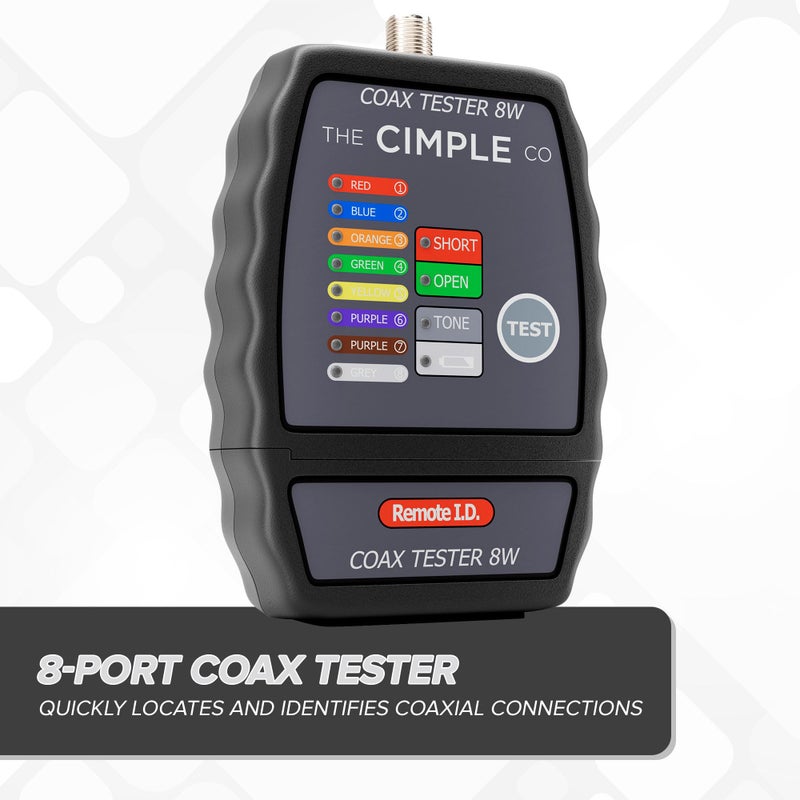 THE CIMPLE CO جهاز اختبار كابل التوصيل من CIMPLE CO، 8 منافذ، محدد الأسلاك، جهاز اختبار الاستمرارية، اختبار حتى 8 مواقع، يتضمن أجهزة تحكم ملونة، خريطة، جهاز تنبيه، أسود - Image 2